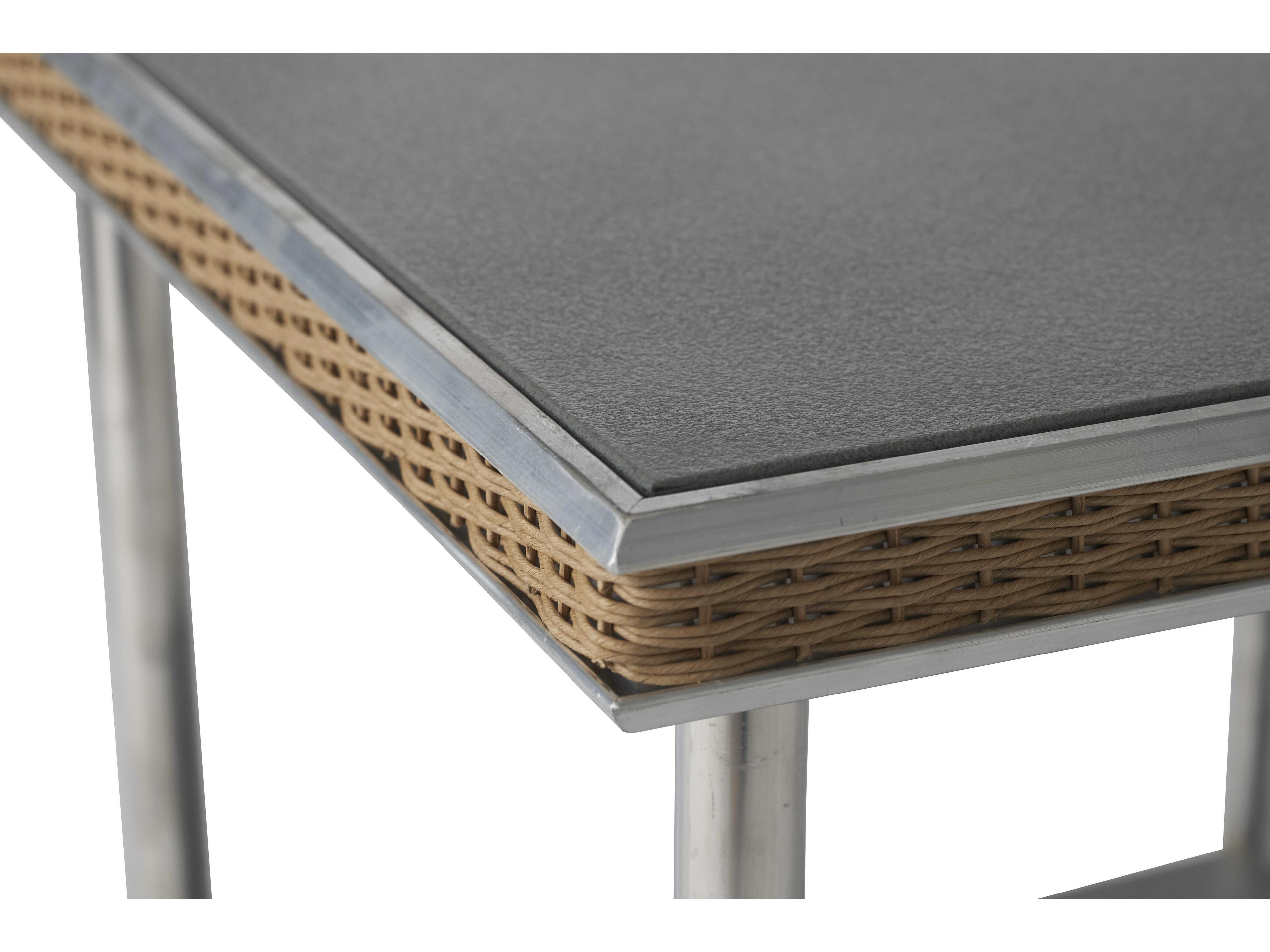 Lloyd Flanders Visions Wicker Square Charcoal Glass Outdoor Patio End Table