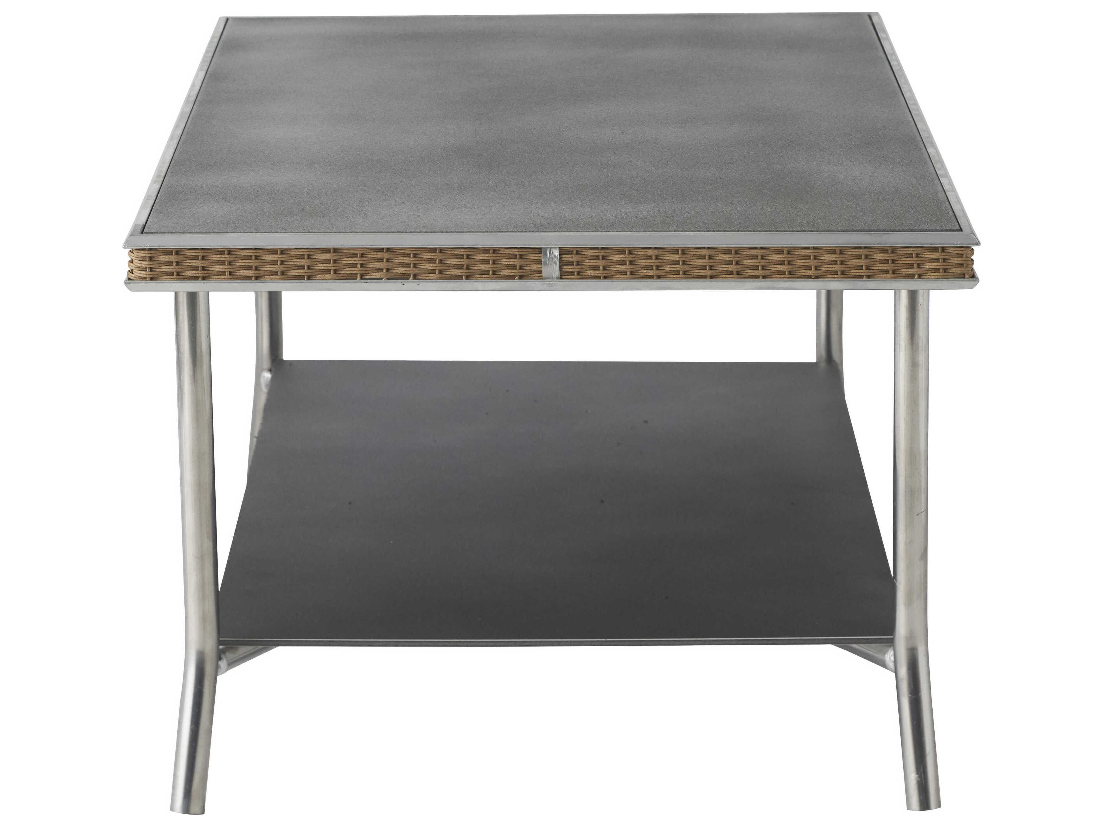 Lloyd Flanders Visions Wicker Rectangular Charcoal Glass Top Outdoor Patio Coffee Table