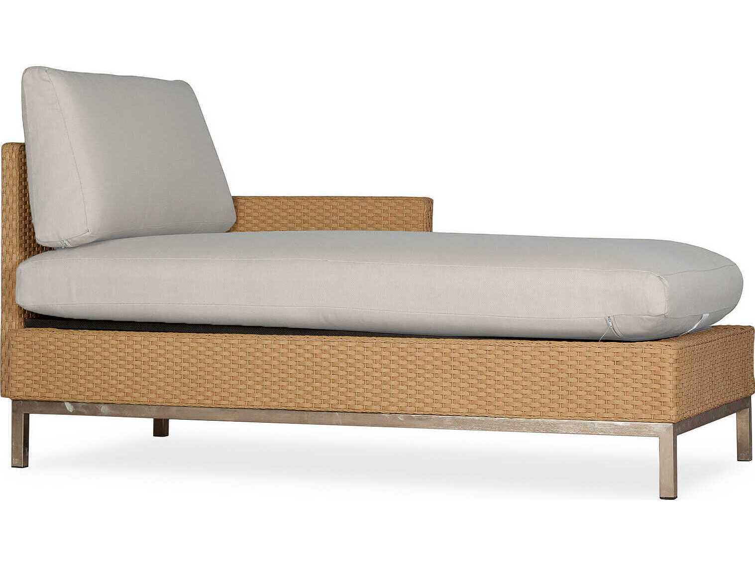 Lloyd Flanders Elements Steel Wicker Left Arm Patio Chaise Lounge