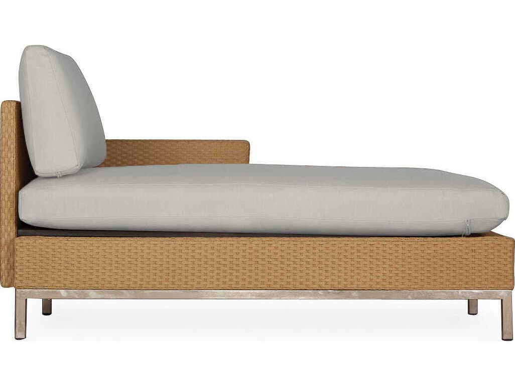 Lloyd Flanders Elements Steel Wicker Left Arm Patio Chaise Lounge