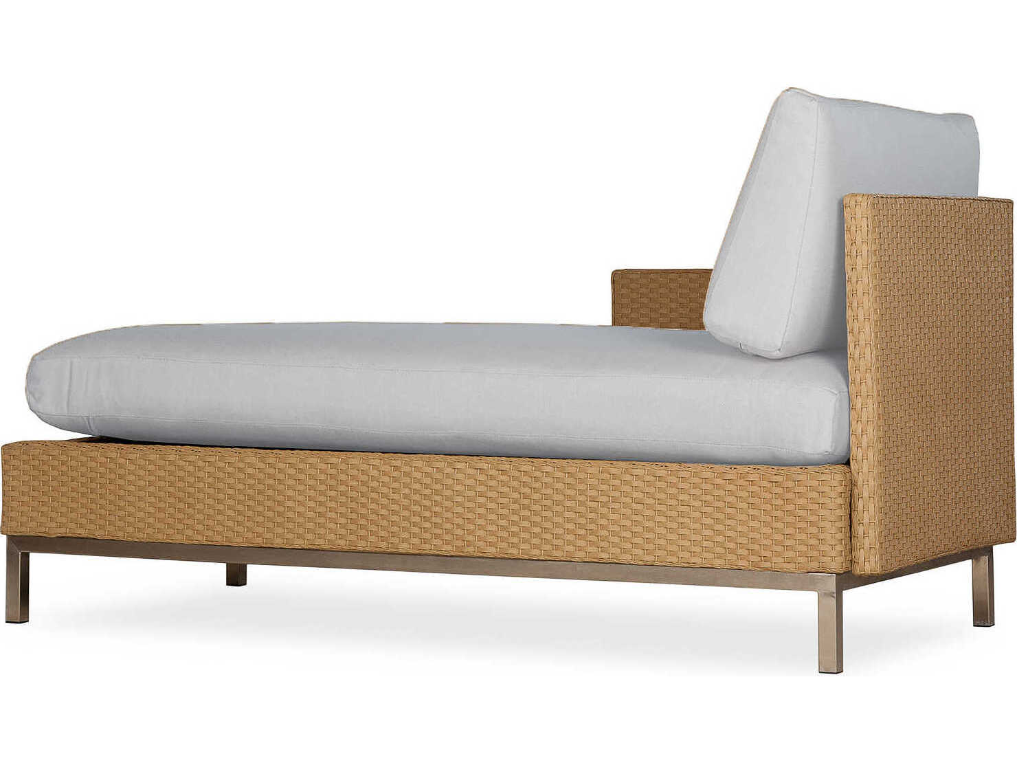 Lloyd Flanders Elements Steel Wicker Right Arm Outdoor Chaise Lounge