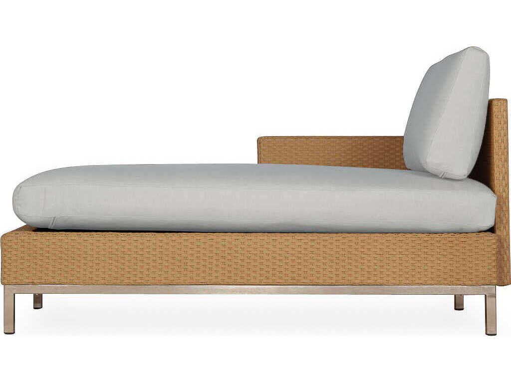 Lloyd Flanders Elements Steel Wicker Right Arm Outdoor Chaise Lounge