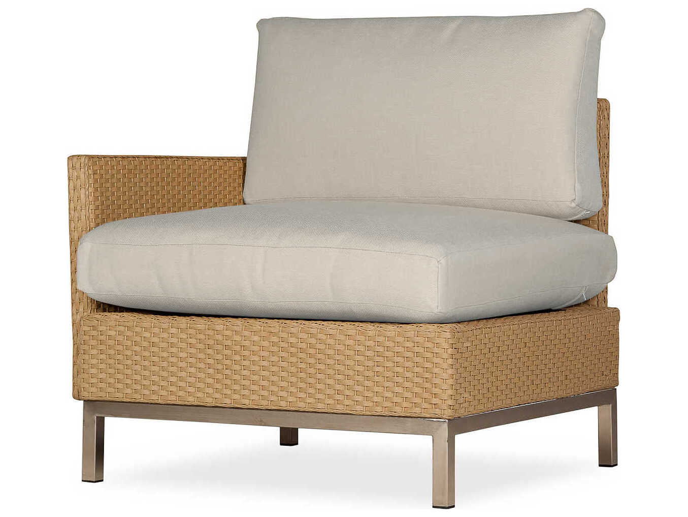 Lloyd Flanders Elements Steel Wicker Right Arm Outdoor Patio Lounge Chair