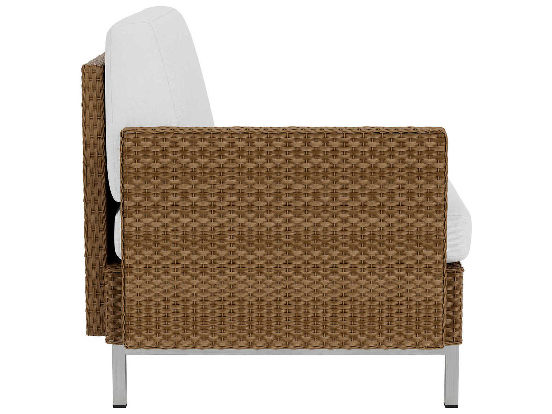 Lloyd Flanders Elements Steel Wicker Right Arm Outdoor Patio Lounge Chair