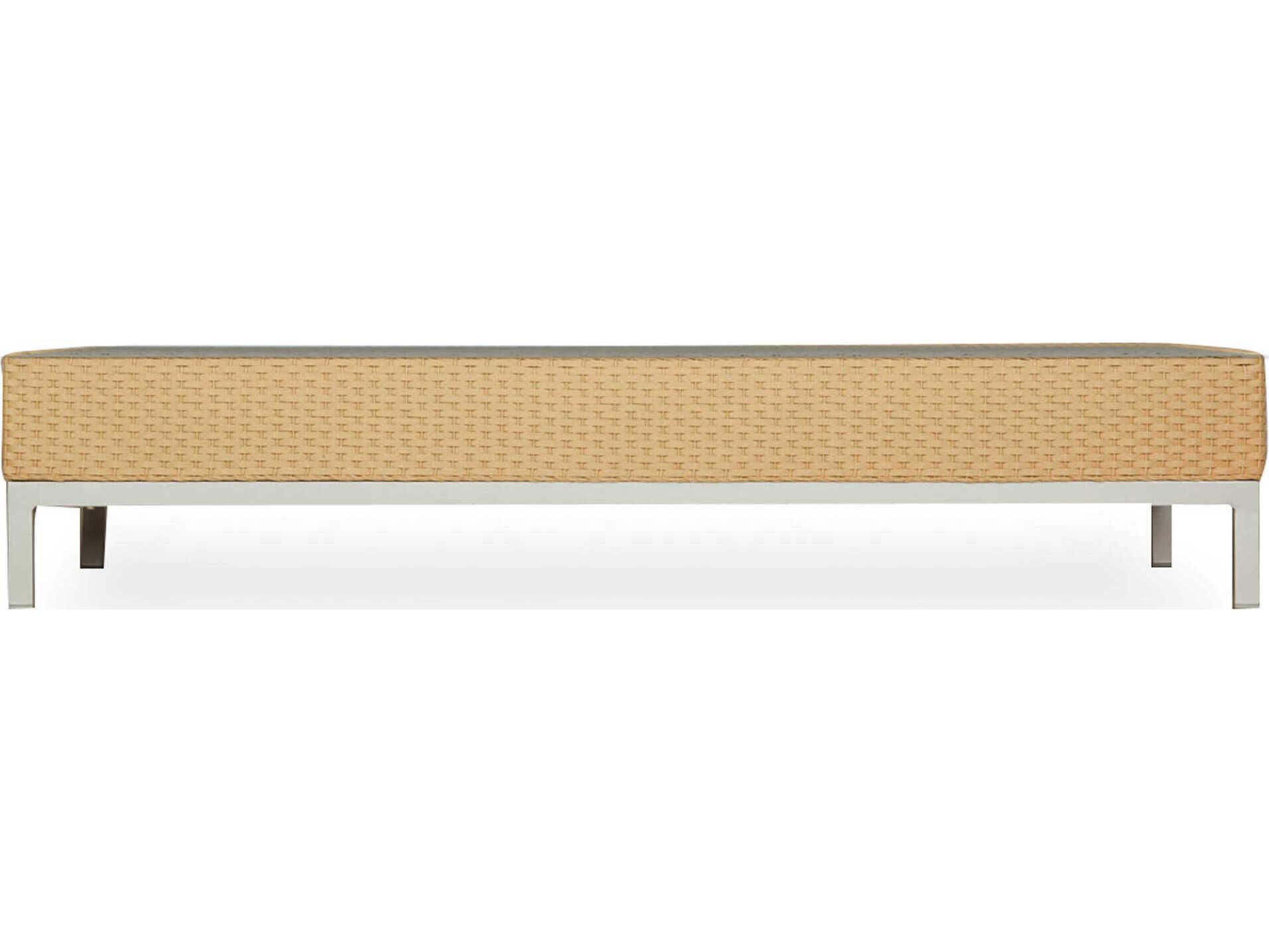 Lloyd Flanders Elements Steel Wicker Rectangular Lay-On Top Glass Outdoor Patio Coffee Table