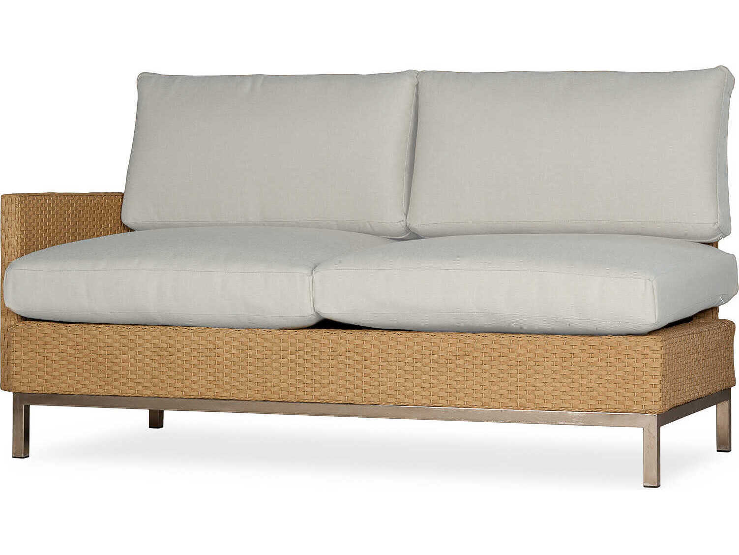 Lloyd Flanders Elements Steel Wicker Right Arm Outdoor Patio Loveseat
