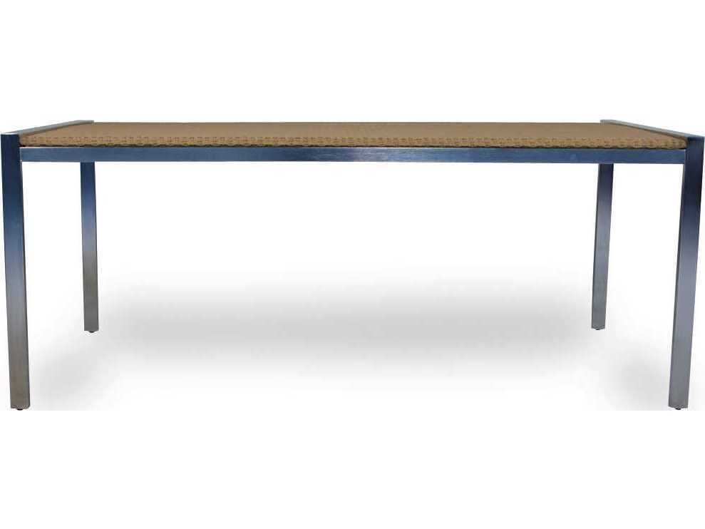 Lloyd Flanders Elements Steel Wicker Rectangular Lay-On Glass Top Patio Dining Table