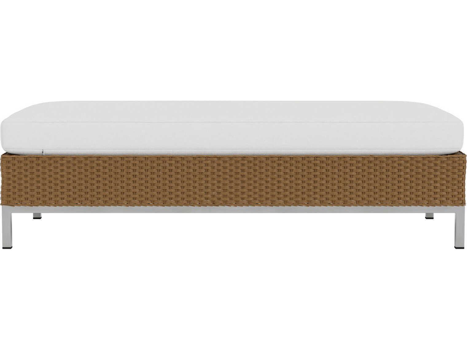 Lloyd Flanders Elements Steel Wicker Large Outdoor Ottoman