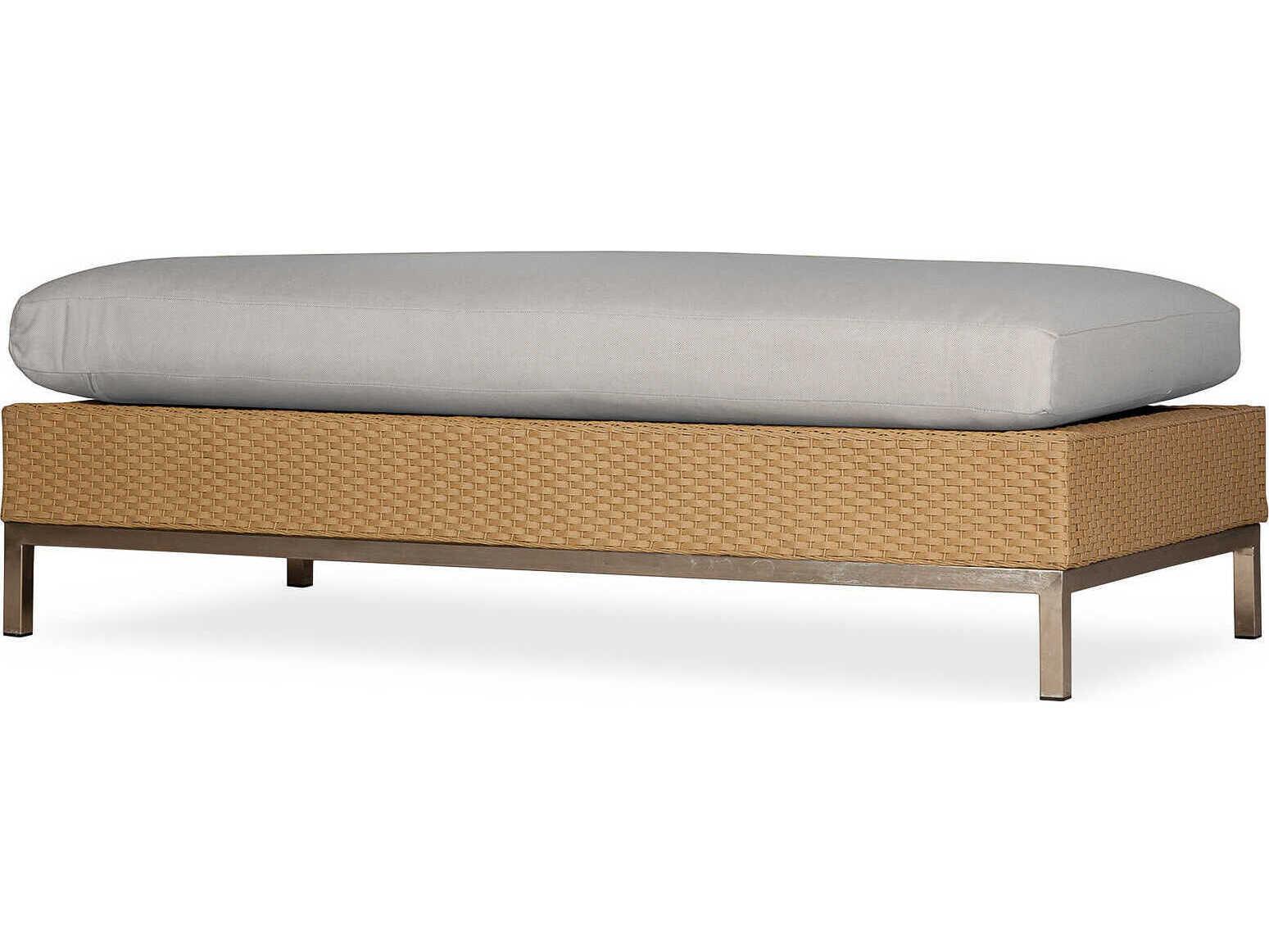 Lloyd Flanders Elements Steel Wicker Large Outdoor Ottoman