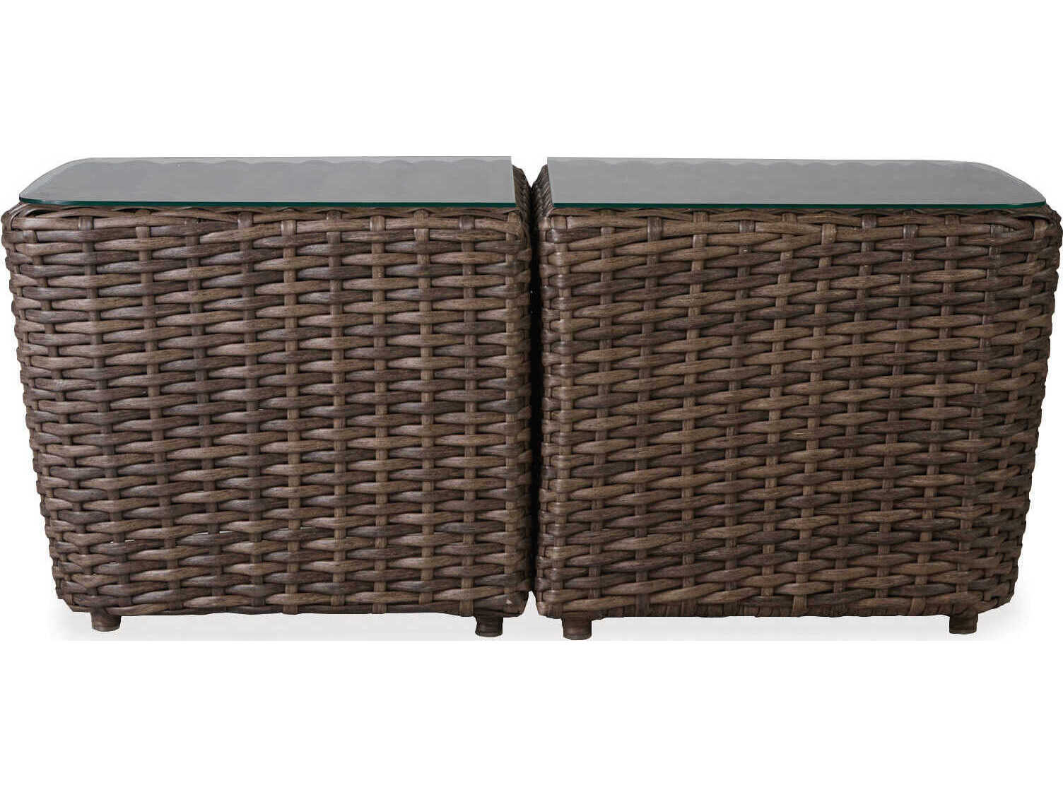 Lloyd Flanders Largo Wicker Rectangular with Lay-On Glass Top Two-Piece Bunching Outdoor Coffee Table