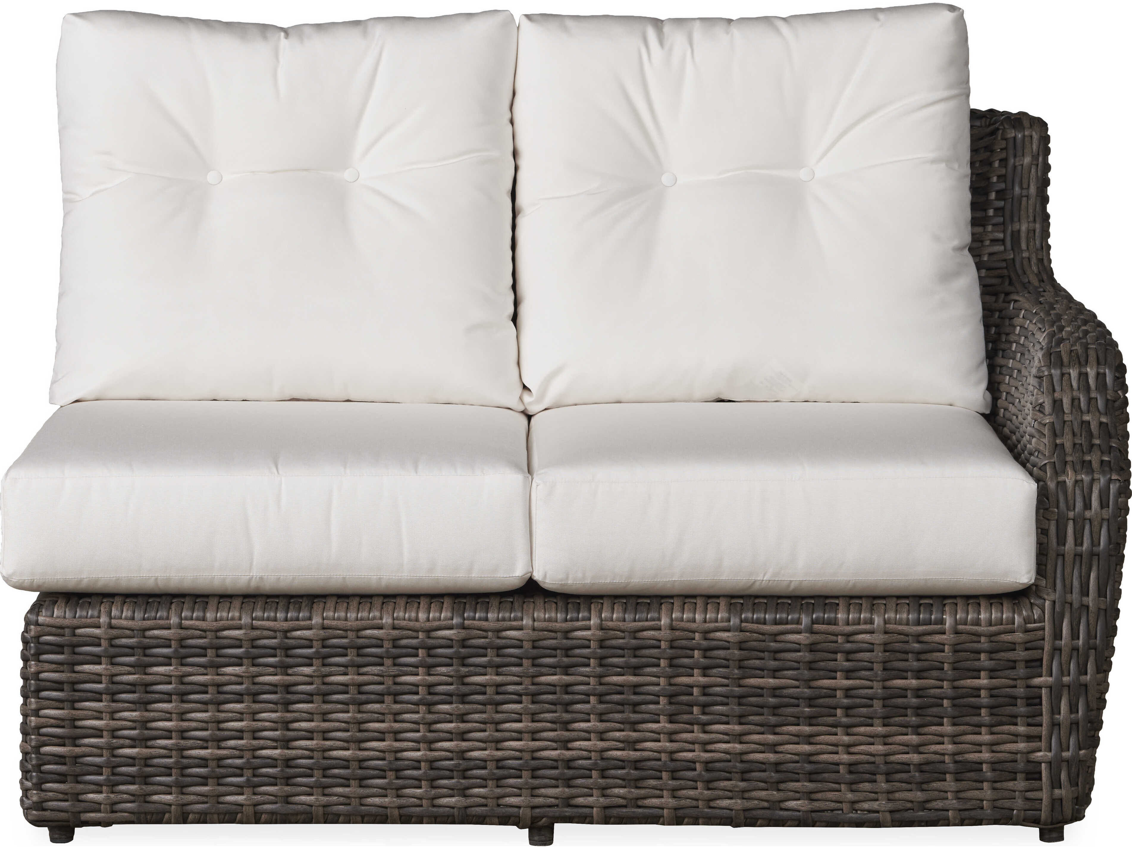 Lloyd Flanders Largo Vintage Oak Wicker Left Arm Outdoor Patio Loveseat