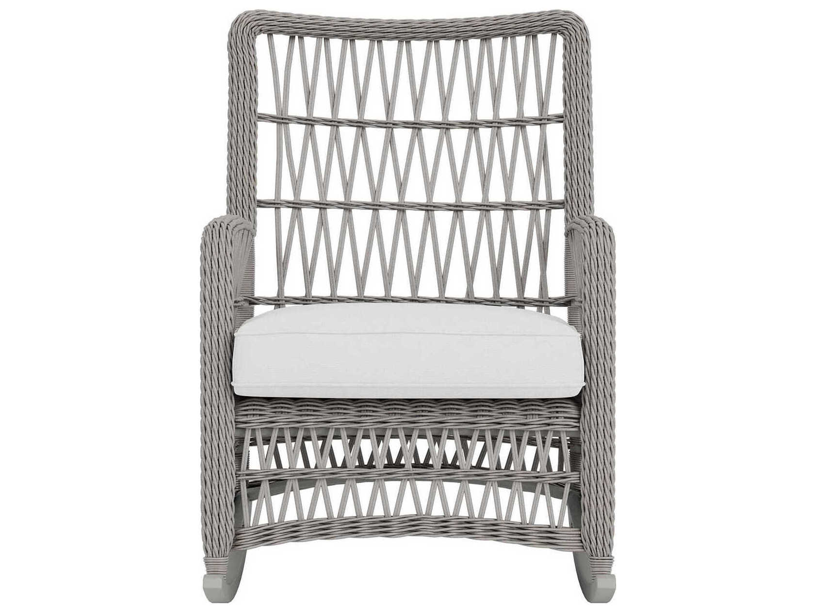 Lloyd Flanders Mackinac Wicker High Back Porch Rocker Outdoor Patio Lounge Chair