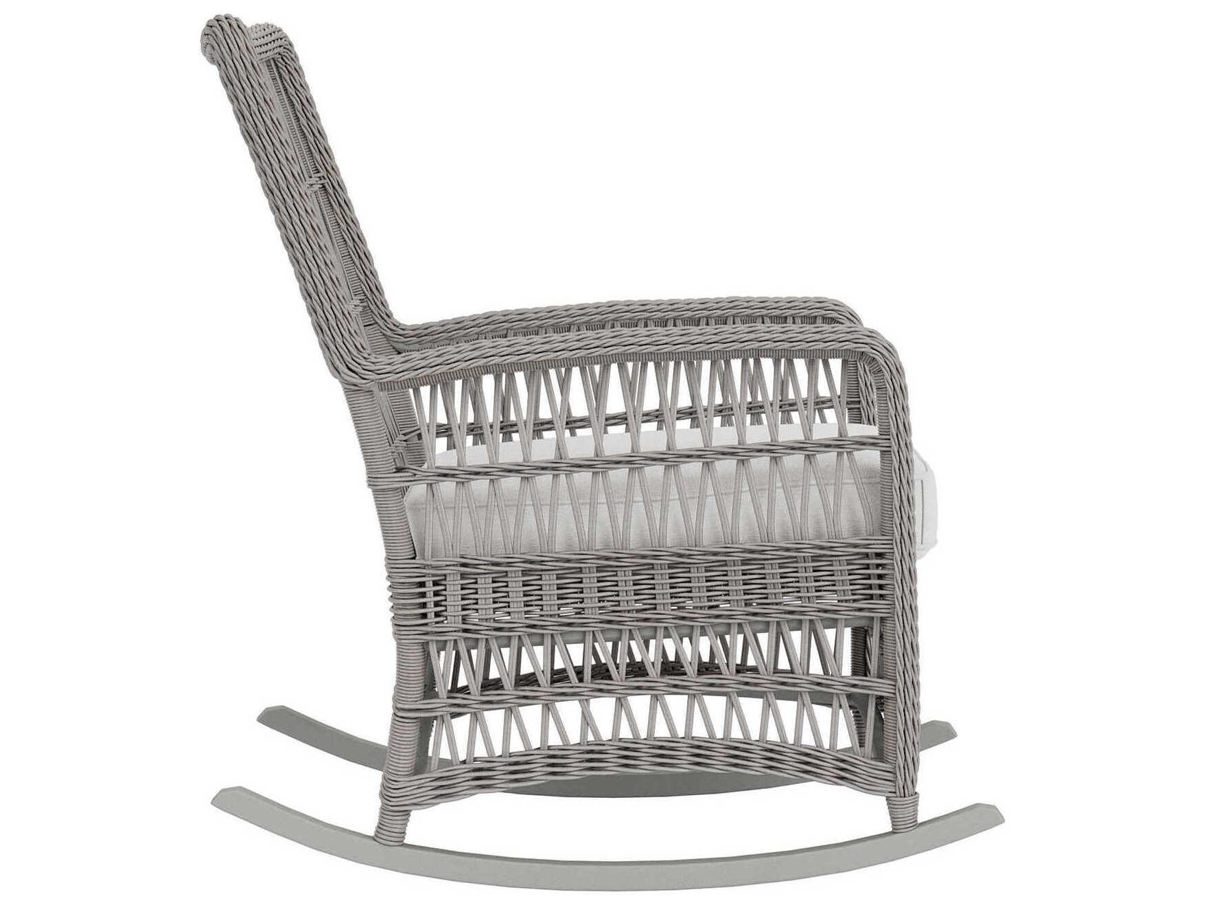 Lloyd Flanders Mackinac Wicker High Back Porch Rocker Outdoor Patio Lounge Chair