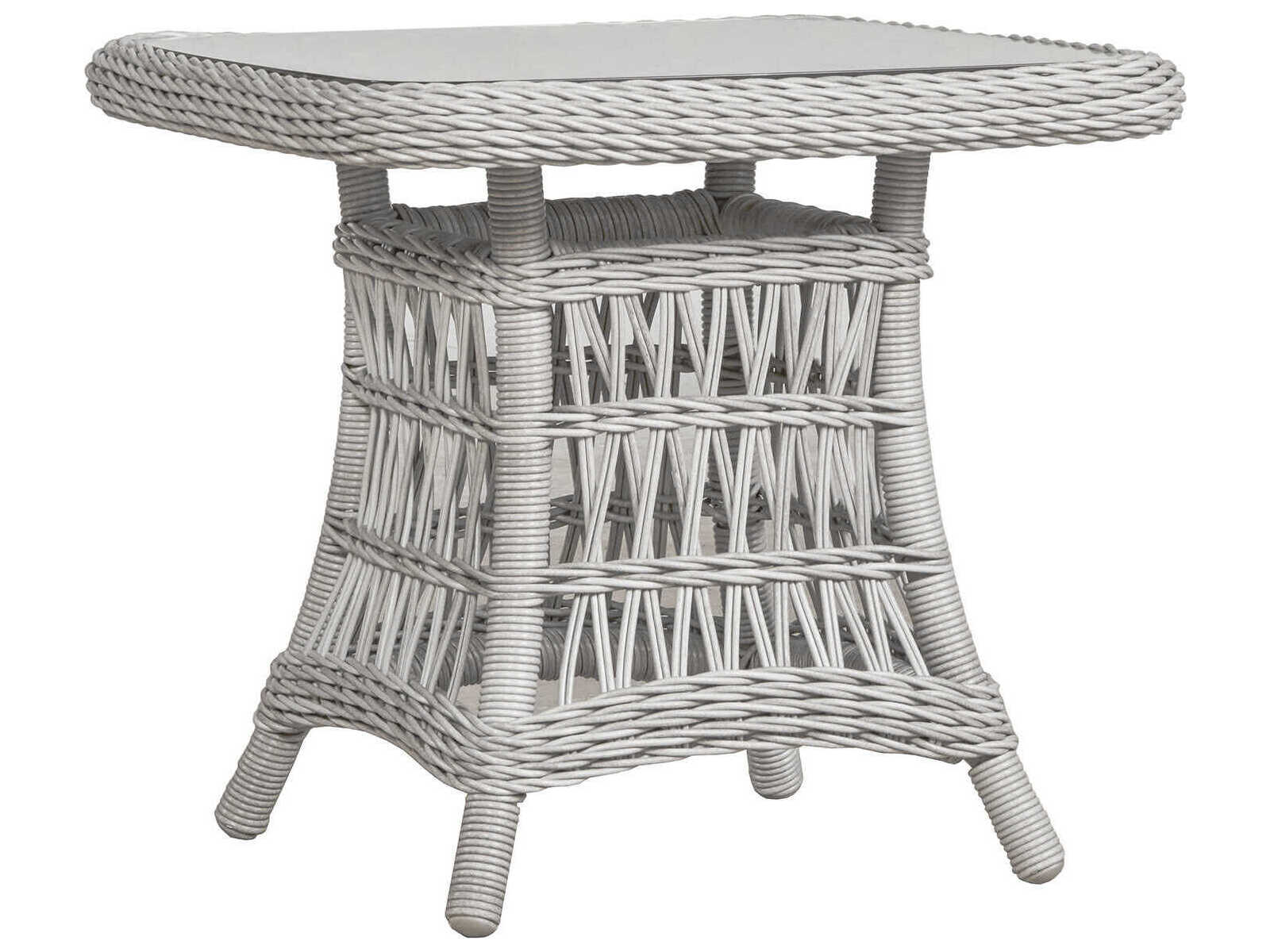 Lloyd Flanders Mackinac Wicker Square Lay-On Glass Top Outdoor End Table