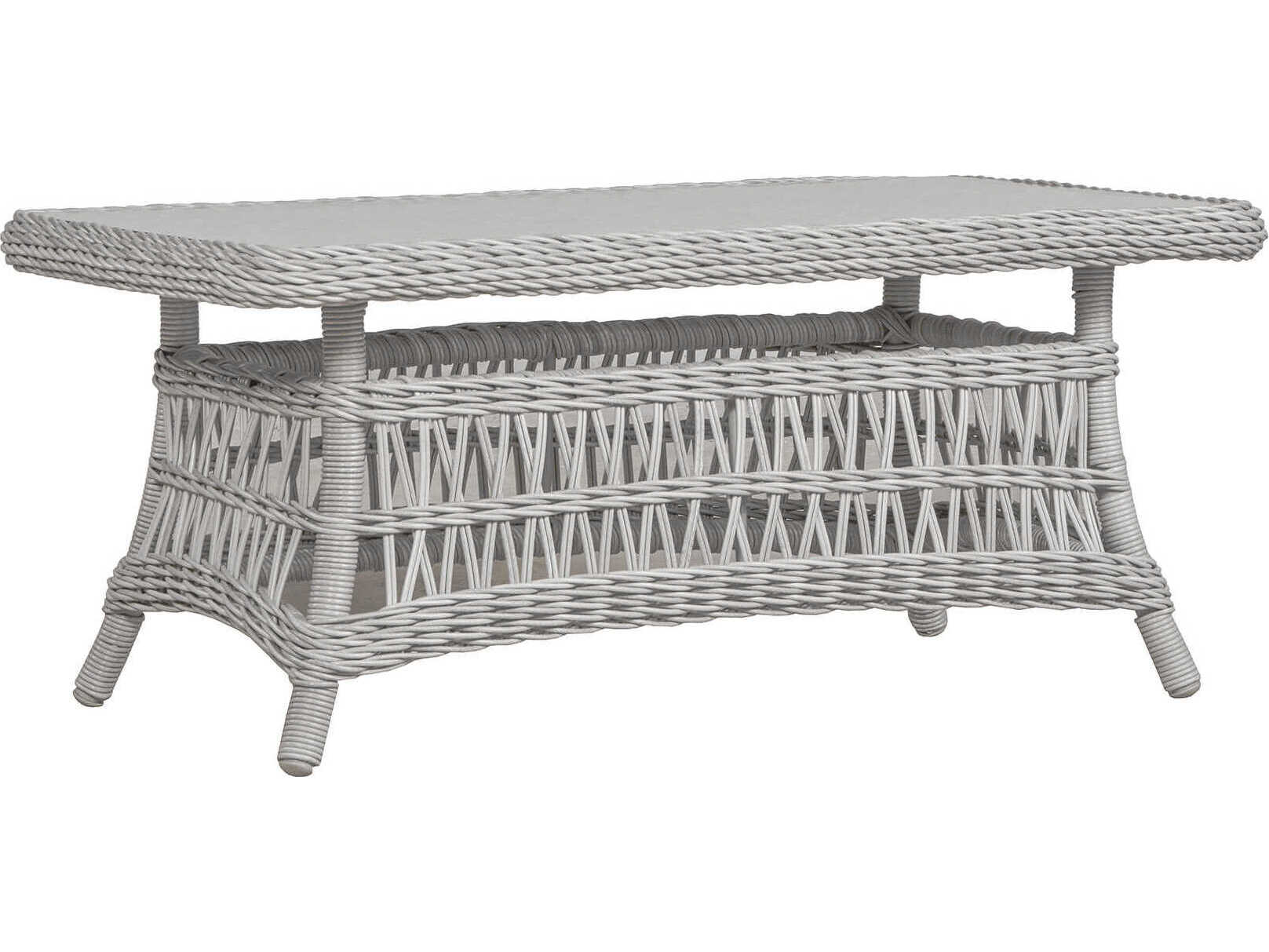 Lloyd Flanders Mackinac Rectangular Lay-On Glass Top Patio Coffee Table