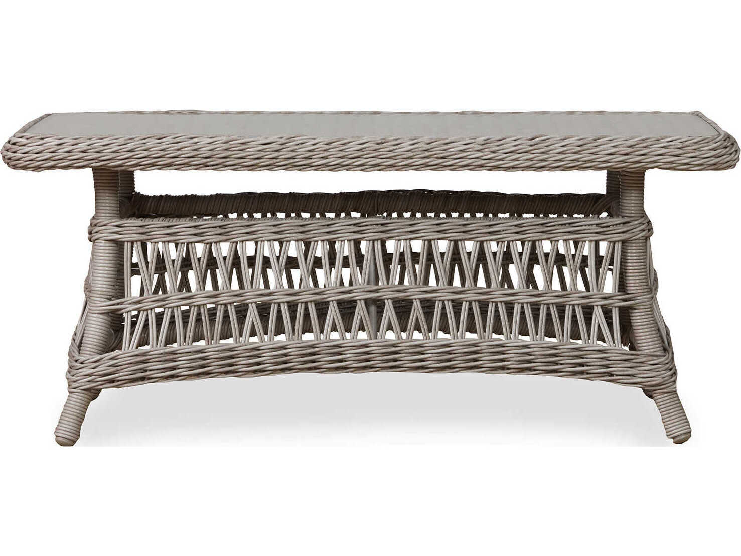 Lloyd Flanders Mackinac Rectangular Lay-On Glass Top Patio Coffee Table