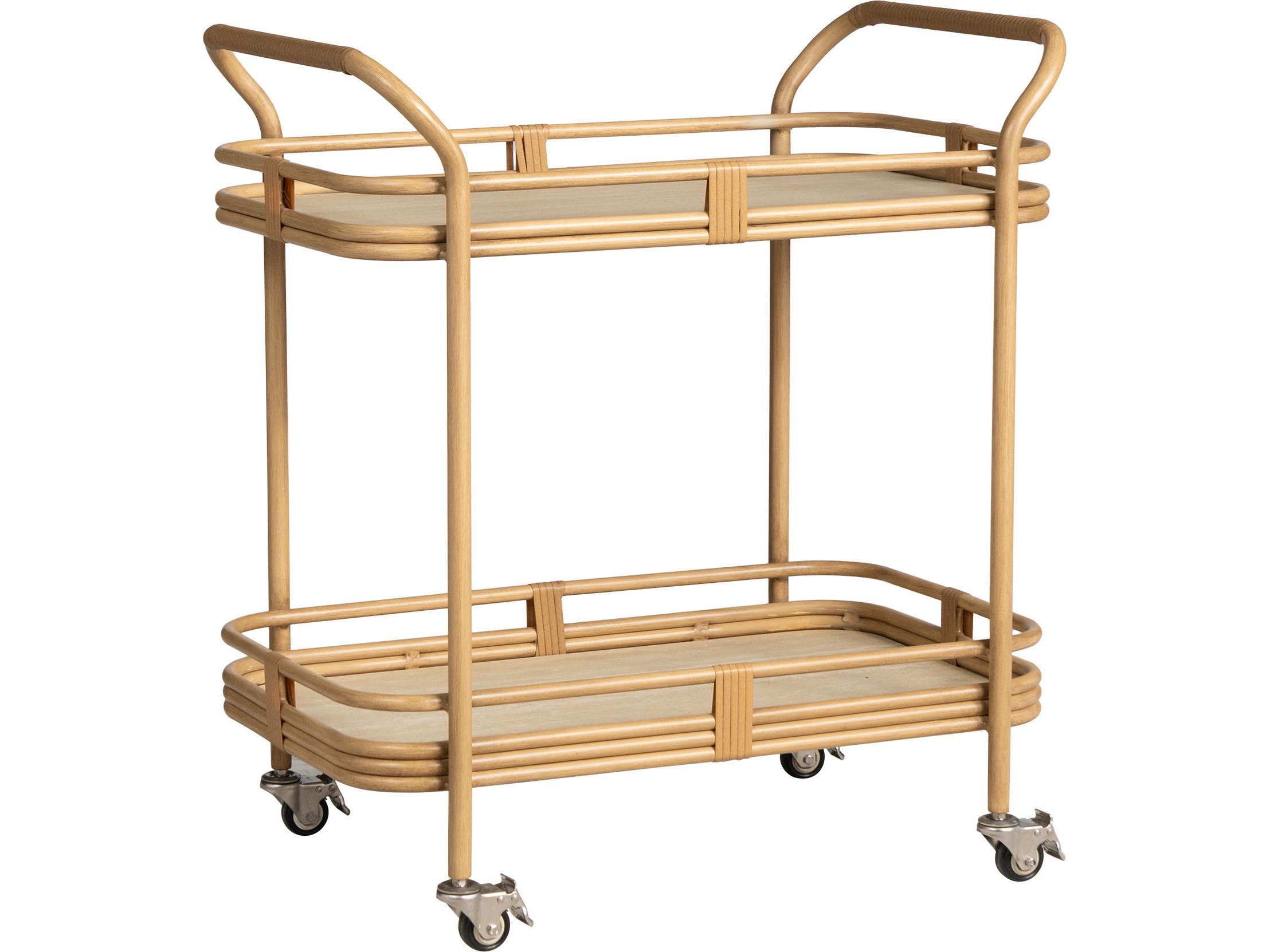 Lloyd Flanders Riviera Bar Cart with Natural Travertine Top