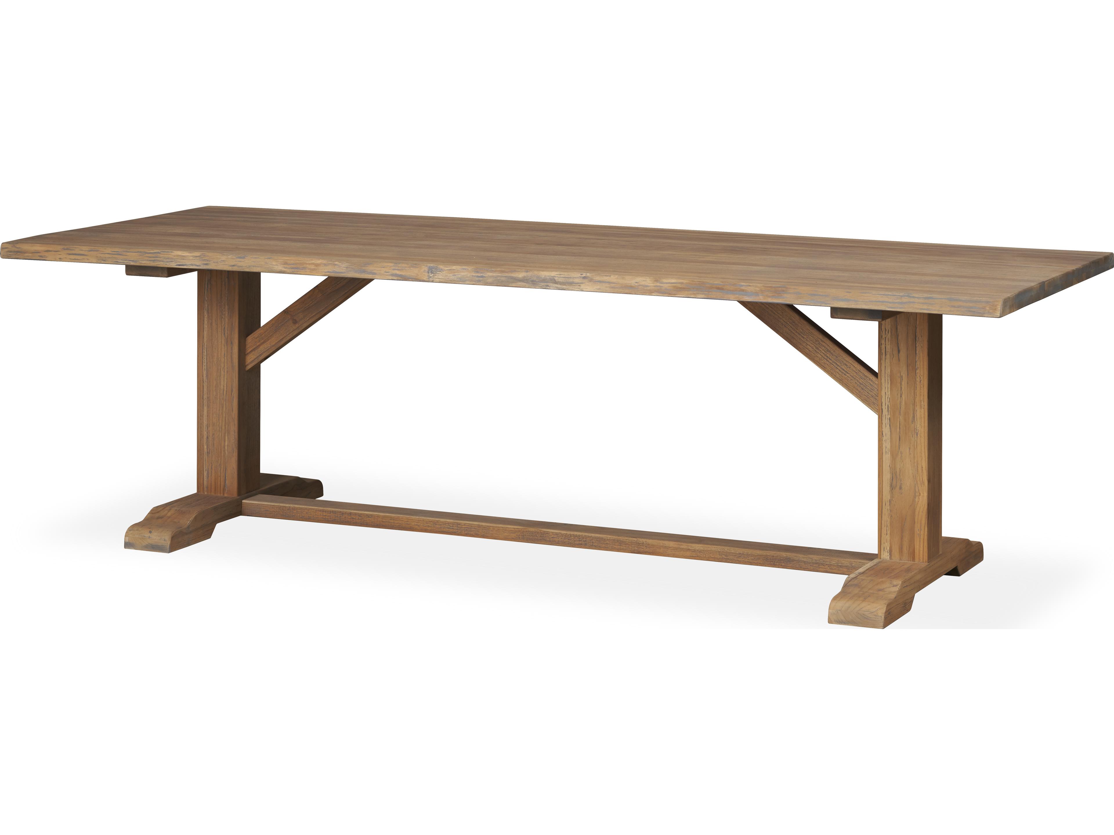 Lloyd Flanders Teak Antique Gray Rectangular Live Edge Patio Dining Table