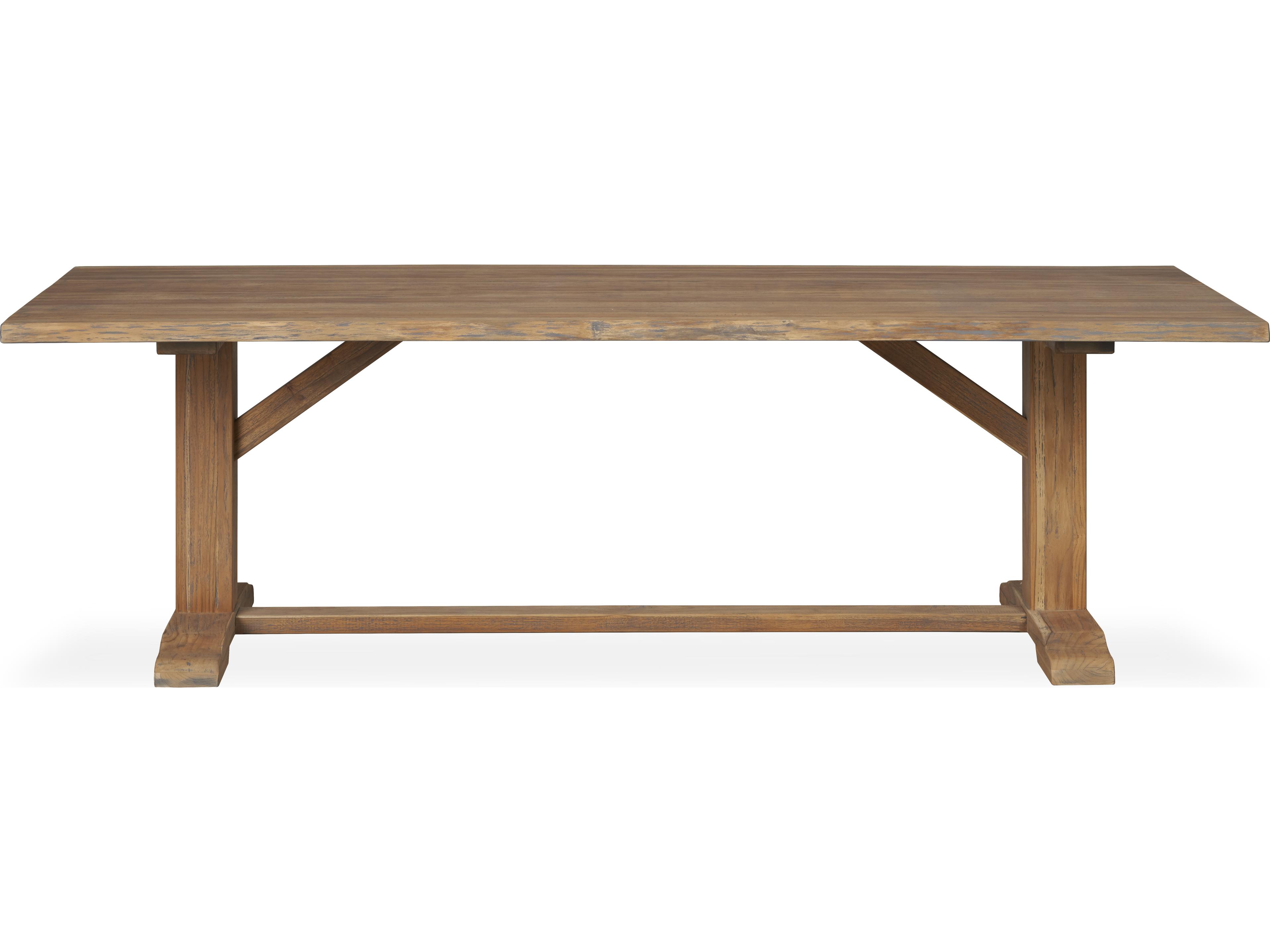 Lloyd Flanders Teak Antique Gray Rectangular Live Edge Patio Dining Table
