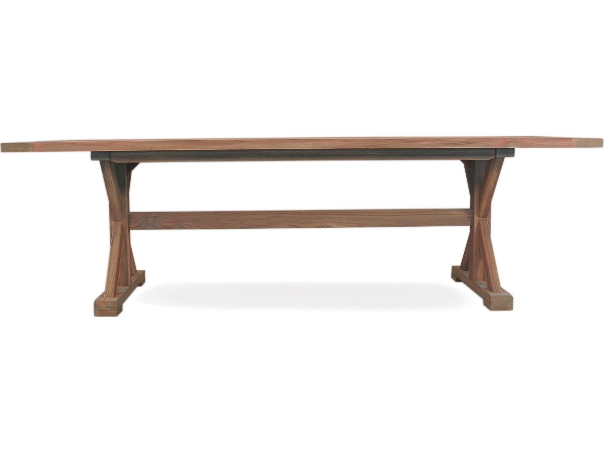 Lloyd Flanders Teak Rectangular X-Base Outdoor Dining Table