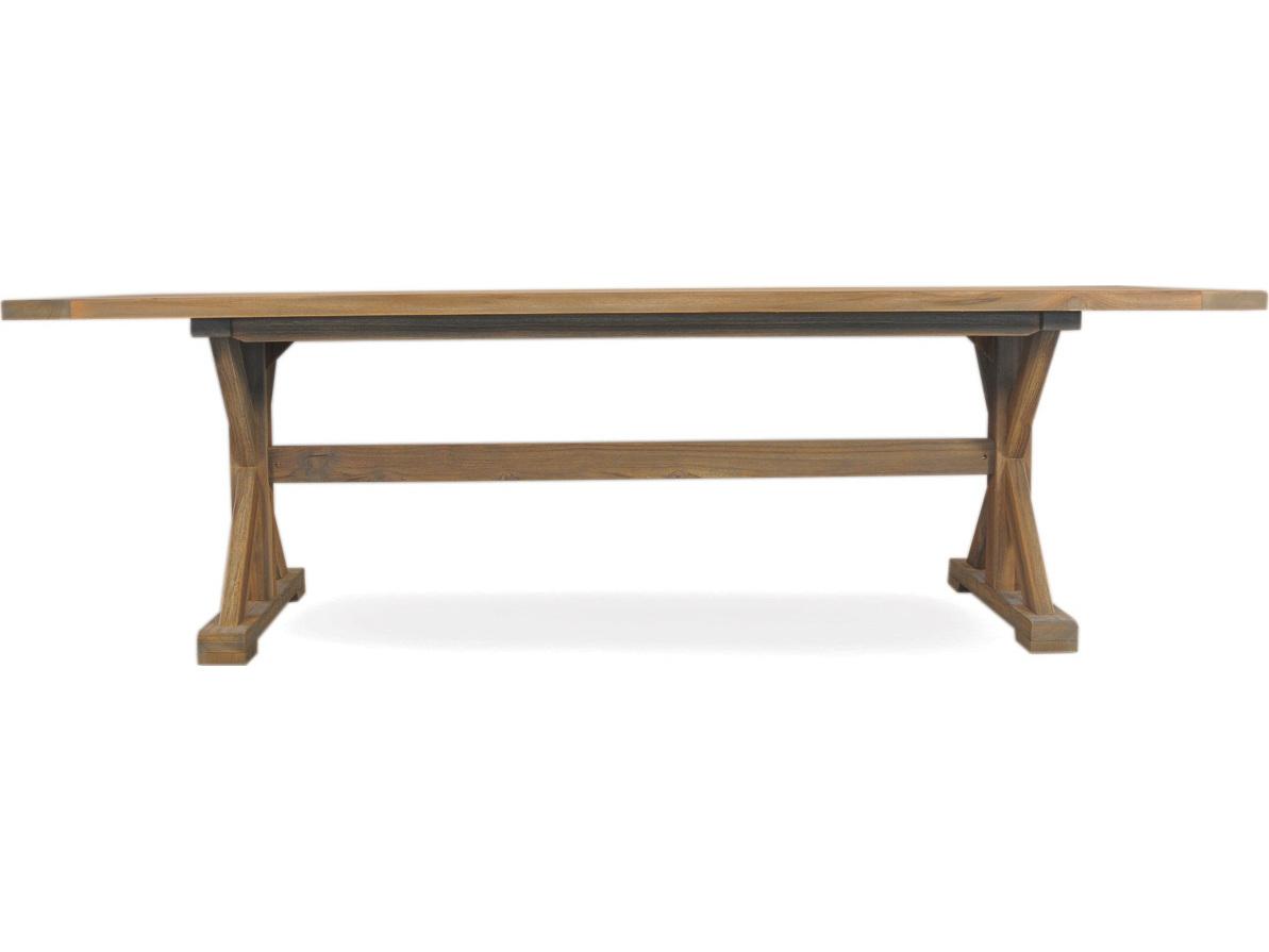 Lloyd Flanders Teak Rectangular X-Base Outdoor Dining Table