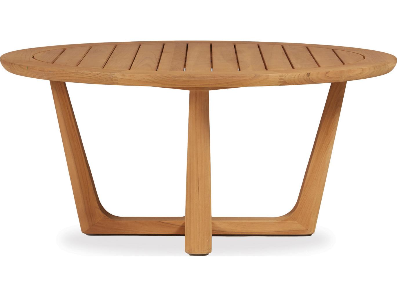 Lloyd Flanders Teak Round Outdoor Patio Coffee Table
