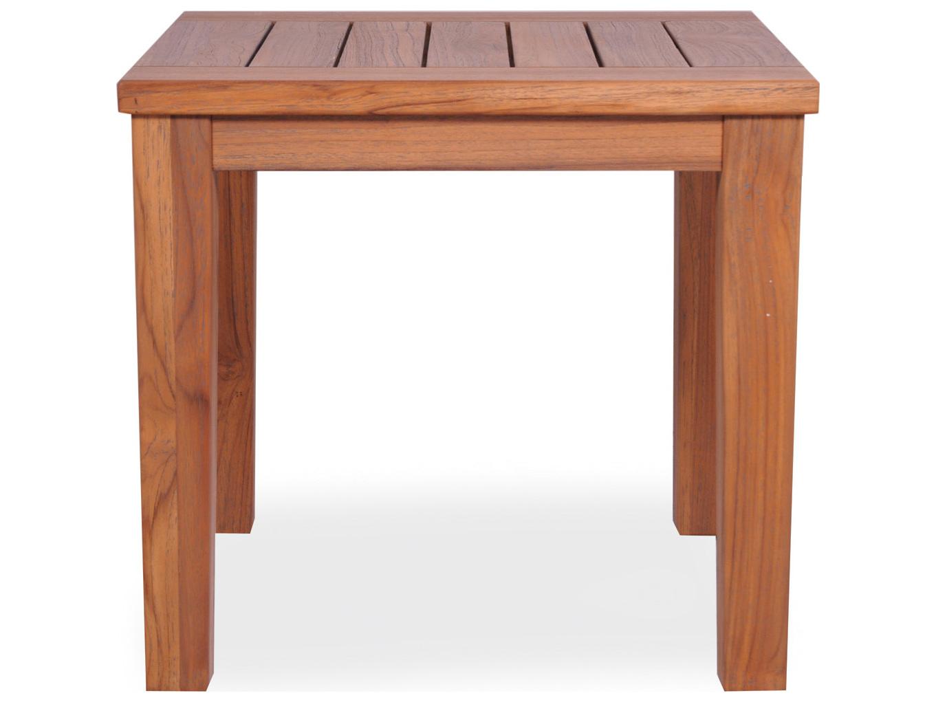 Lloyd Flanders Teak Square Tapered Leg Patio End Table