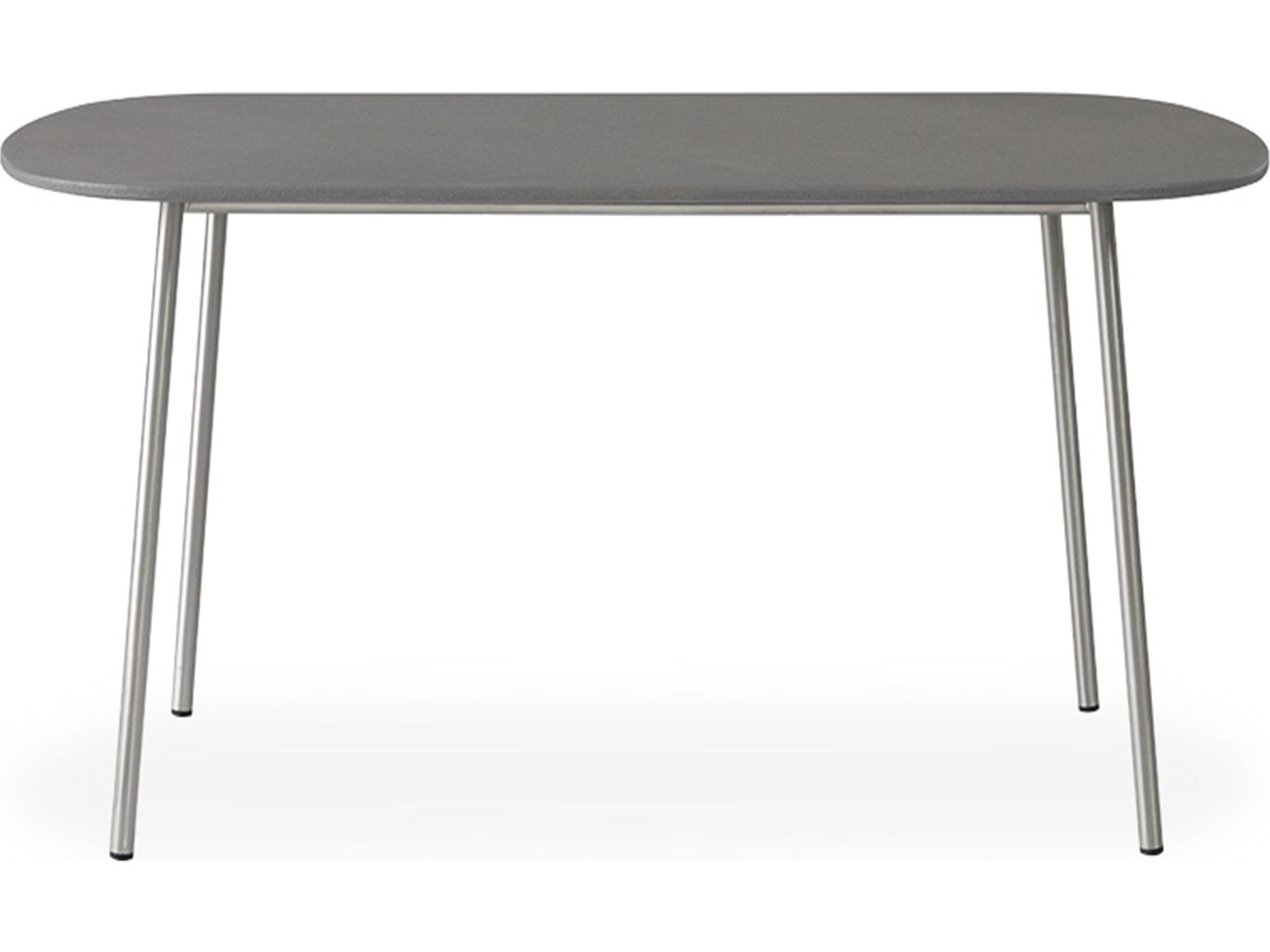 Lloyd Flanders Elevation Stainless Steel Oval Light Gray Corian Top Patio Coffee Table