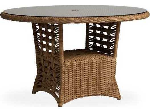 Lloyd Flanders Magnolia Wicker Round Patio Dining Table with Umbrella Hole