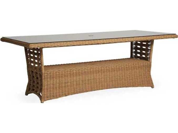 Lloyd Flanders Magnolia Wicker Rectangular Outdoor Dining Table with Umbrella Hole