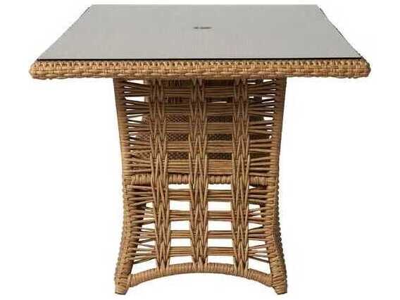 Lloyd Flanders Magnolia Wicker Rectangular Outdoor Dining Table with Umbrella Hole