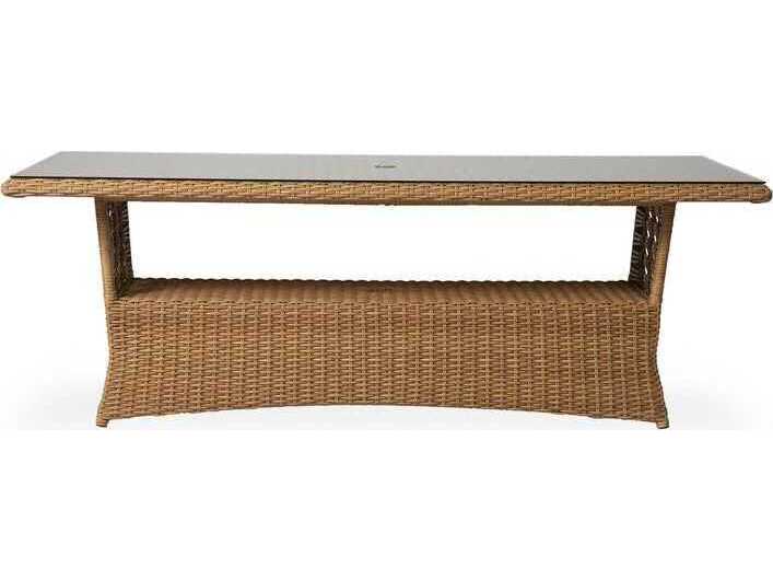 Lloyd Flanders Magnolia Wicker Rectangular Outdoor Dining Table with Umbrella Hole