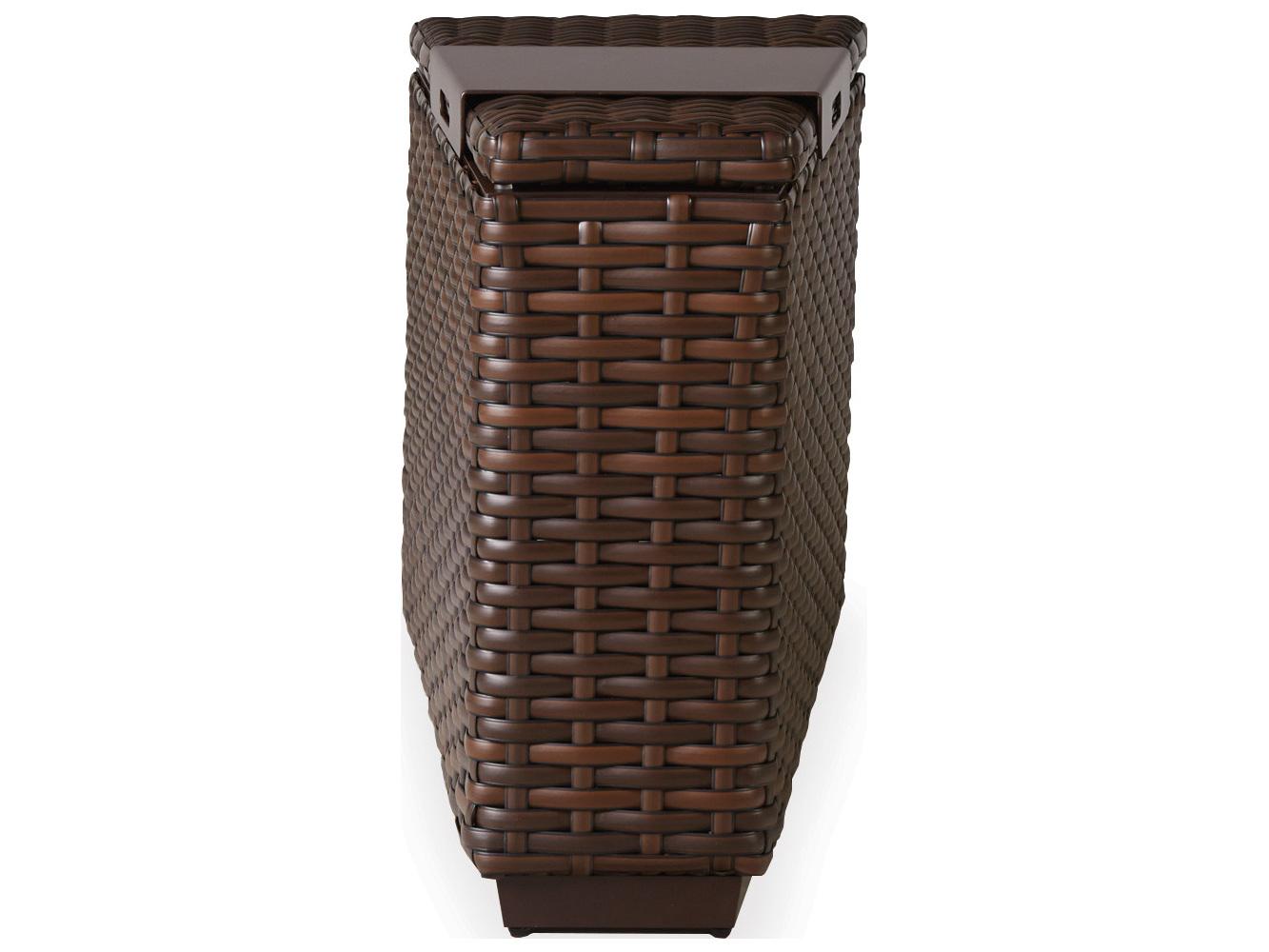Lloyd Flanders Contempo Wicker Storage Wedge Table with Hinged Top Including Tray