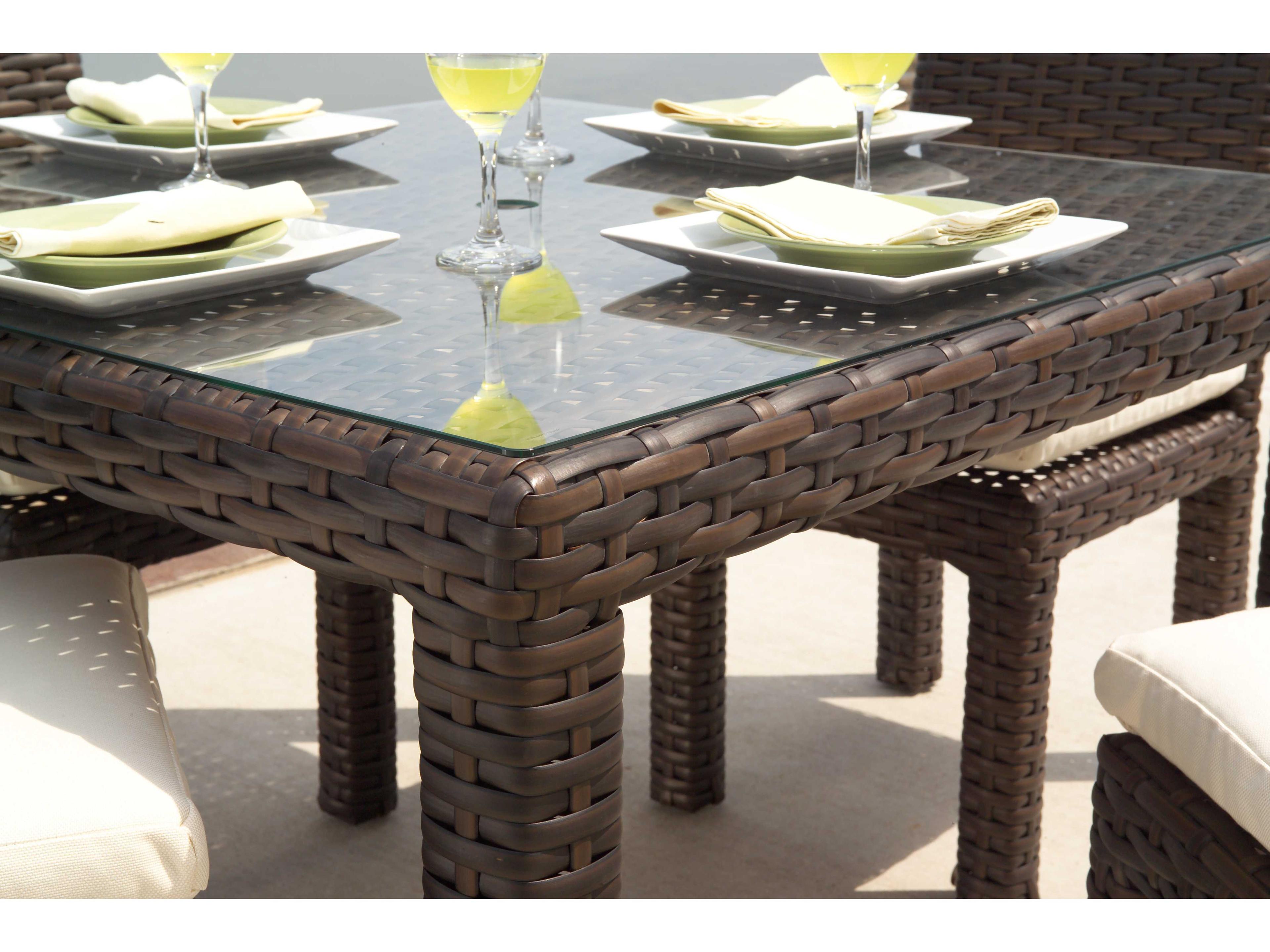 Lloyd Flanders Contempo Wicker Square Outdoor Patio Dining Table with Umbrella Hole