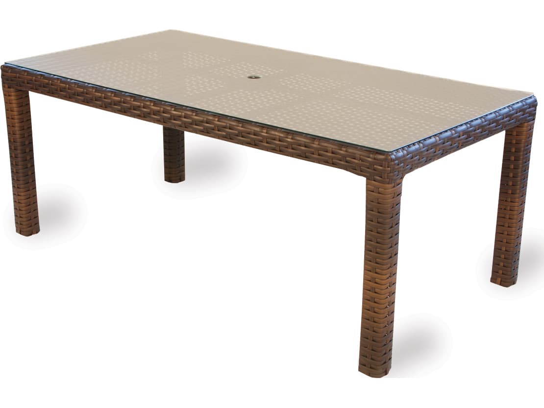 Lloyd Flanders Contempo Wicker Rectangular Patio Dining Table with Umbrella Hole