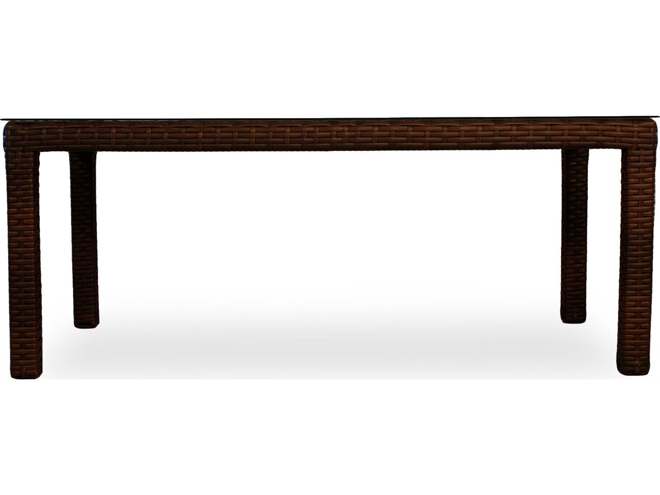 Lloyd Flanders Contempo Wicker Rectangular Patio Dining Table with Umbrella Hole