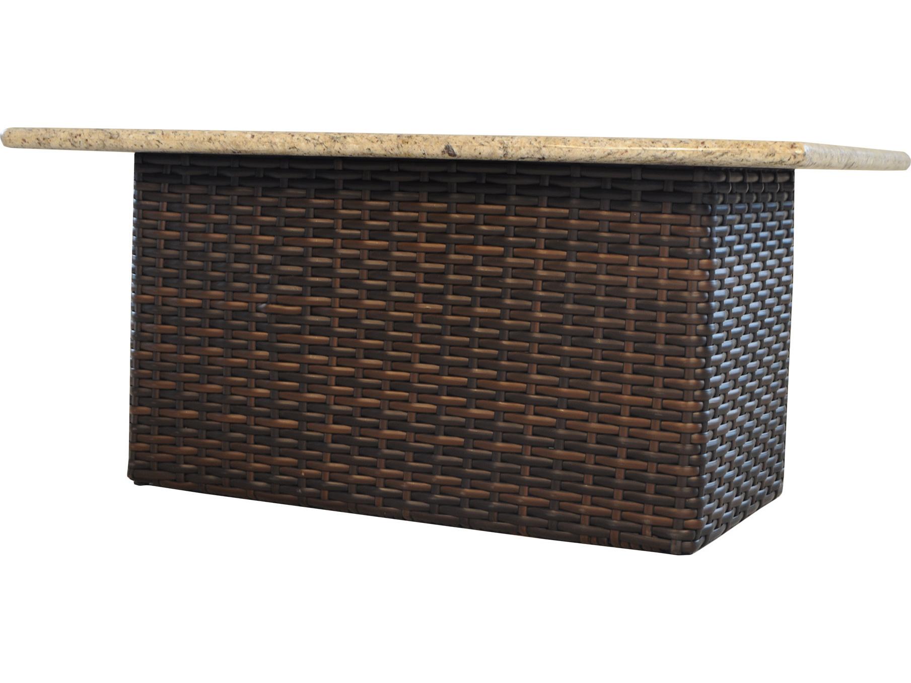 Lloyd Flanders Contempo Wicker Rectangular Stone Patio Fire Pit Table