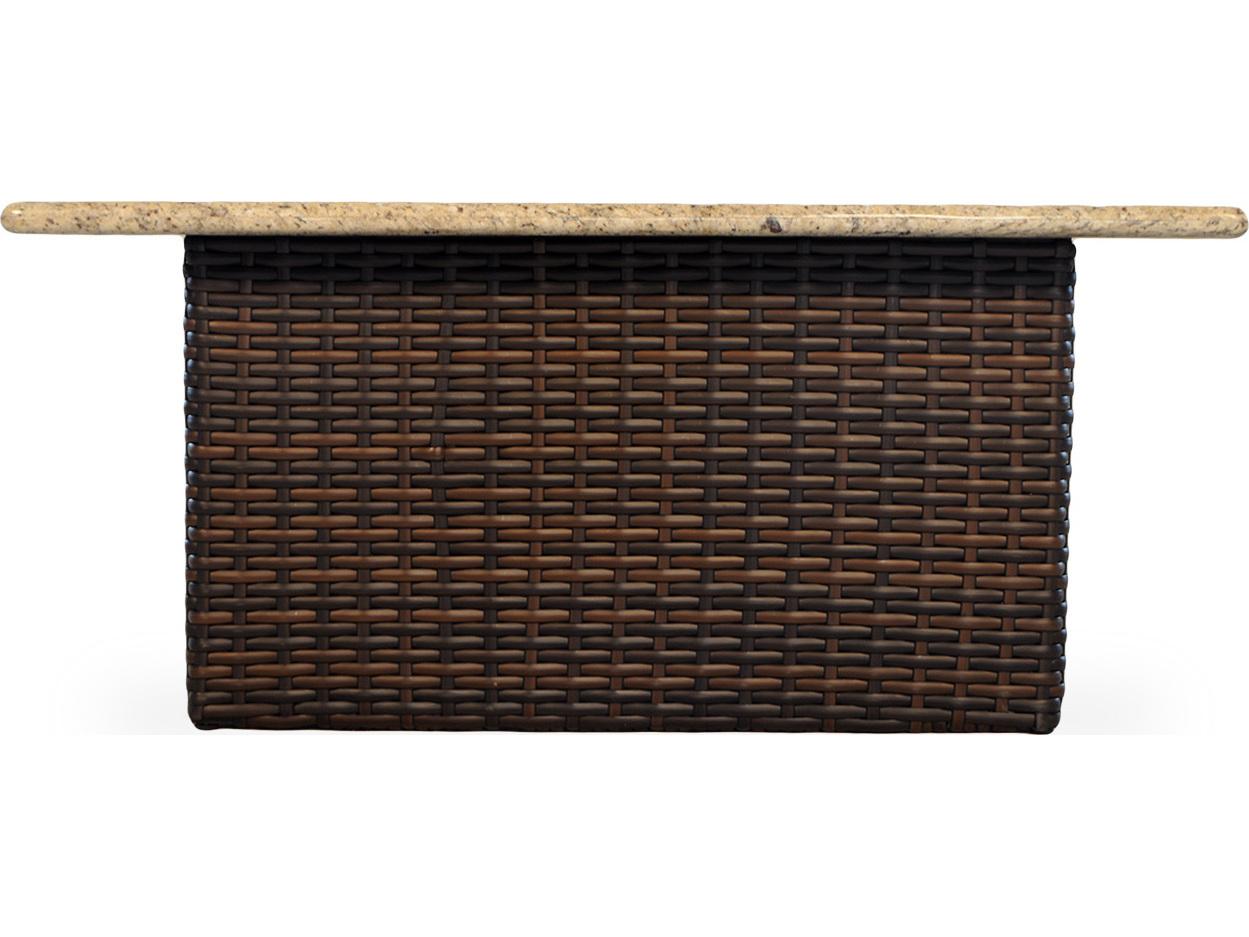 Lloyd Flanders Contempo Wicker Rectangular Stone Patio Fire Pit Table