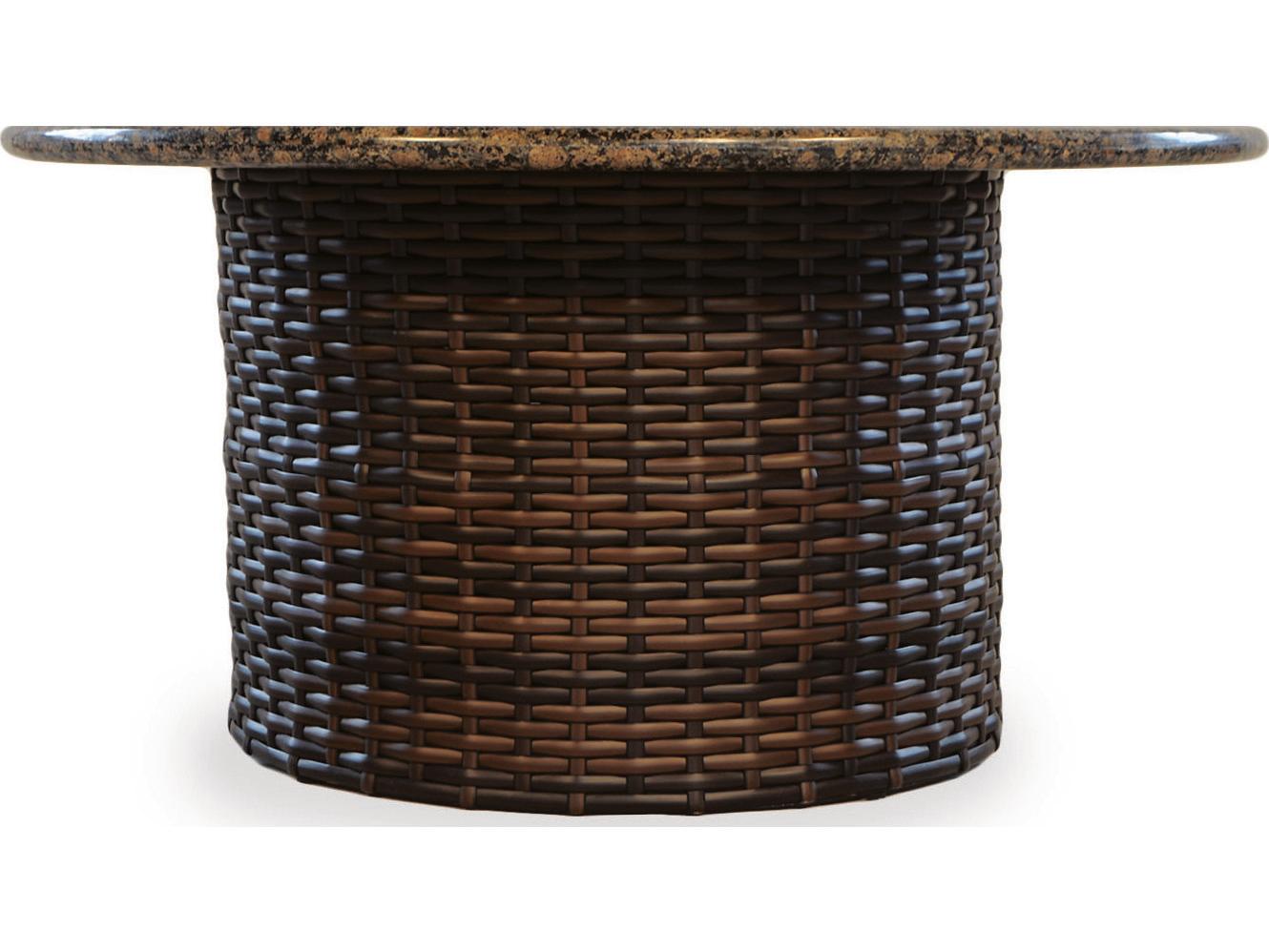 Lloyd Flanders Contempo Wicker Round Stone Outdoor Fire Pit Table