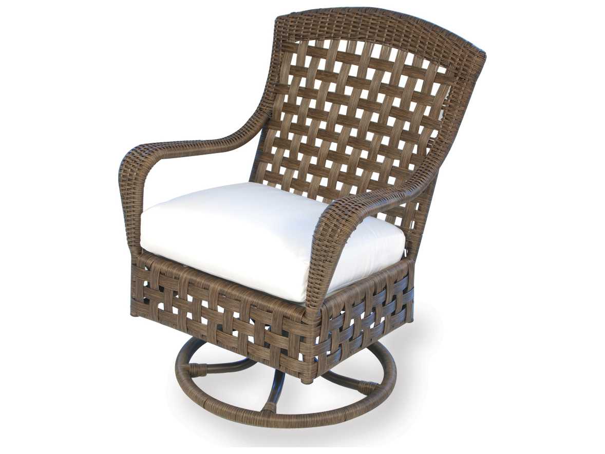 Lloyd Flanders Haven Wicker Swivel Patio Dining Arm Chair