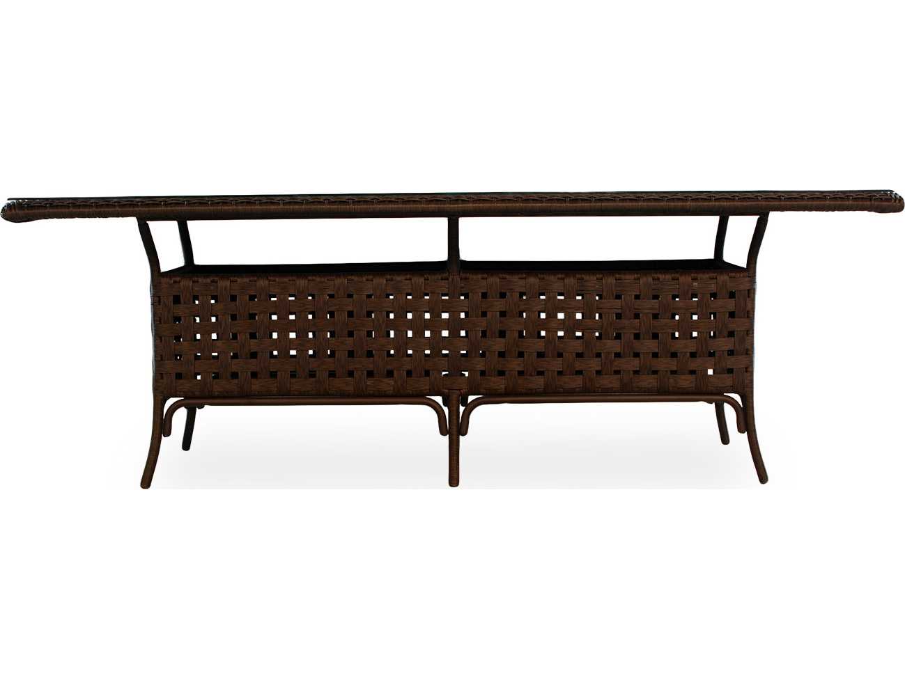 Lloyd Flanders Haven Wicker Rectangular Outdoor Patio Dining Table with Umbrella Hole