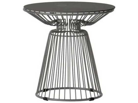 Lloyd Flanders Universal Accessories Aluminum Diameter Round End Table with Stone Top