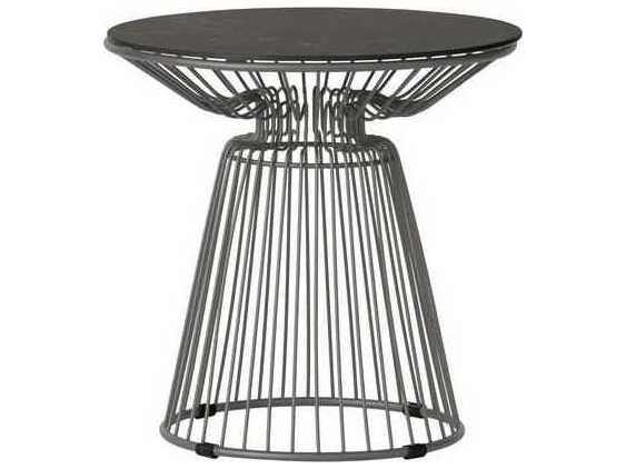 Lloyd Flanders Universal Accessories Aluminum Diameter Round End Table with Stone Top