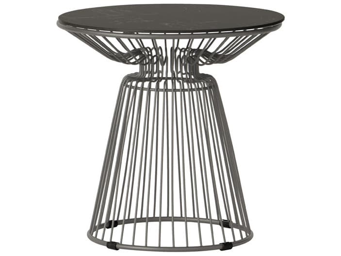 Lloyd Flanders Universal Accessories Aluminum Diameter Round End Table with Stone Top
