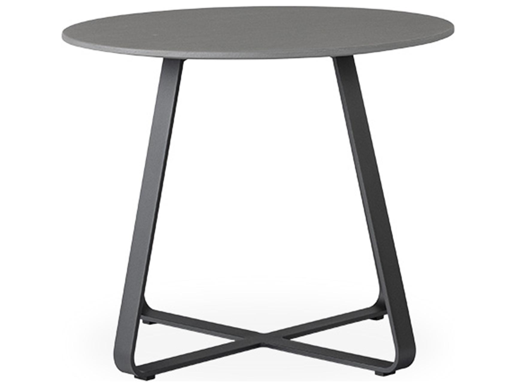 Lloyd Flanders Universal Accessories Aluminum Round Light Gray Corian Top Patio End Table
