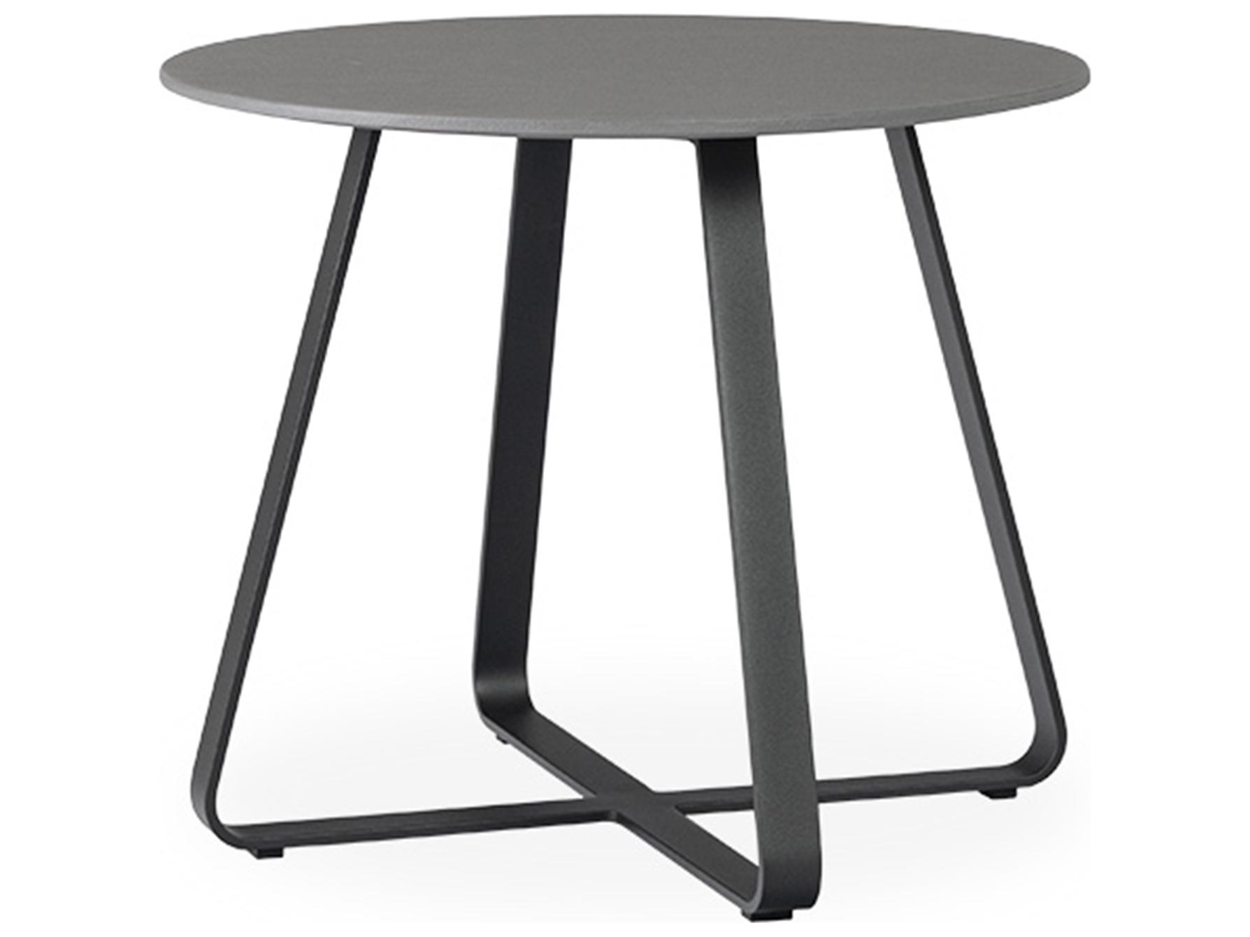 Lloyd Flanders Universal Accessories Aluminum Round Light Gray Corian Top Patio End Table