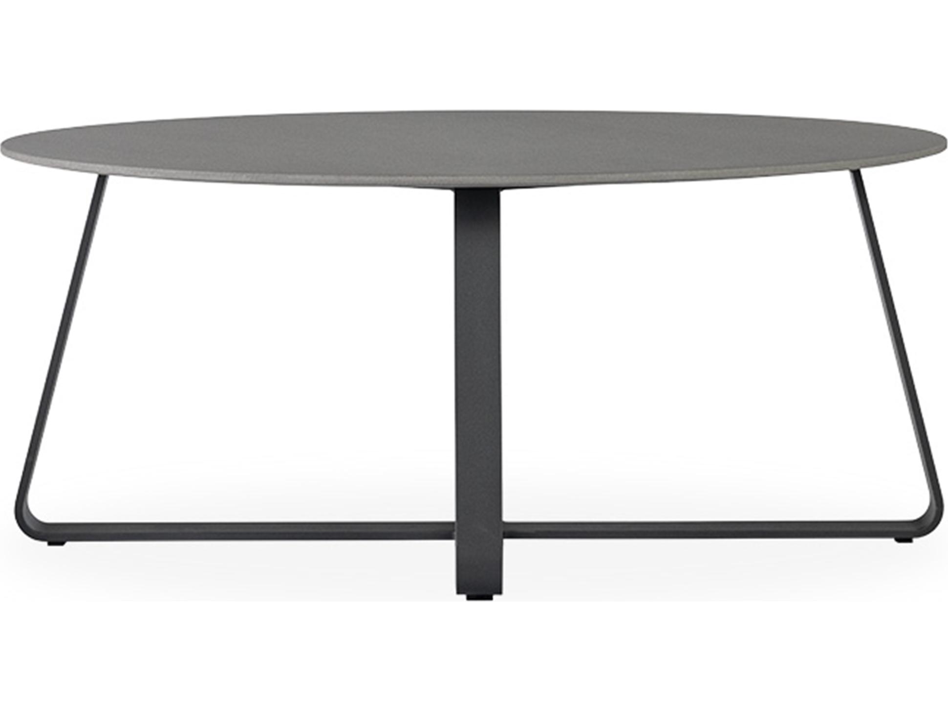 Lloyd Flanders Universal Accessories Aluminum Oval Light Gray Corian Top Patio Coffee Table