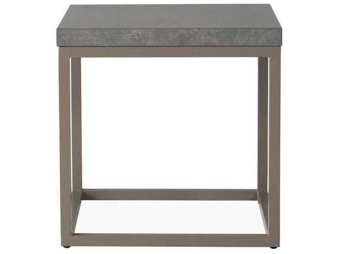 Lloyd Flanders Universal Accessories Aluminum Square End Table with Matte Taupe frame and Gray Ceramic top