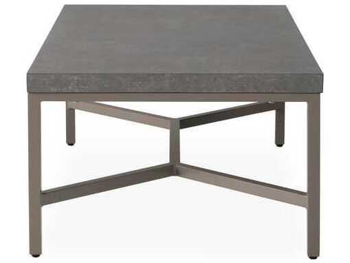 Lloyd Flanders Universal Accessories Aluminum Rectangular Cocktail Table with Matte Taupe frame and Gray Ceramic top