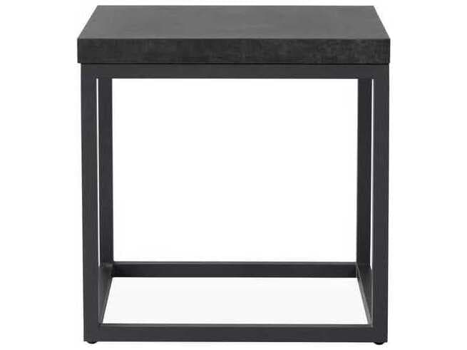 Lloyd Flanders Universal Accessories Aluminum Square End Table with Matte Anthracite frame and Black Ceramic top